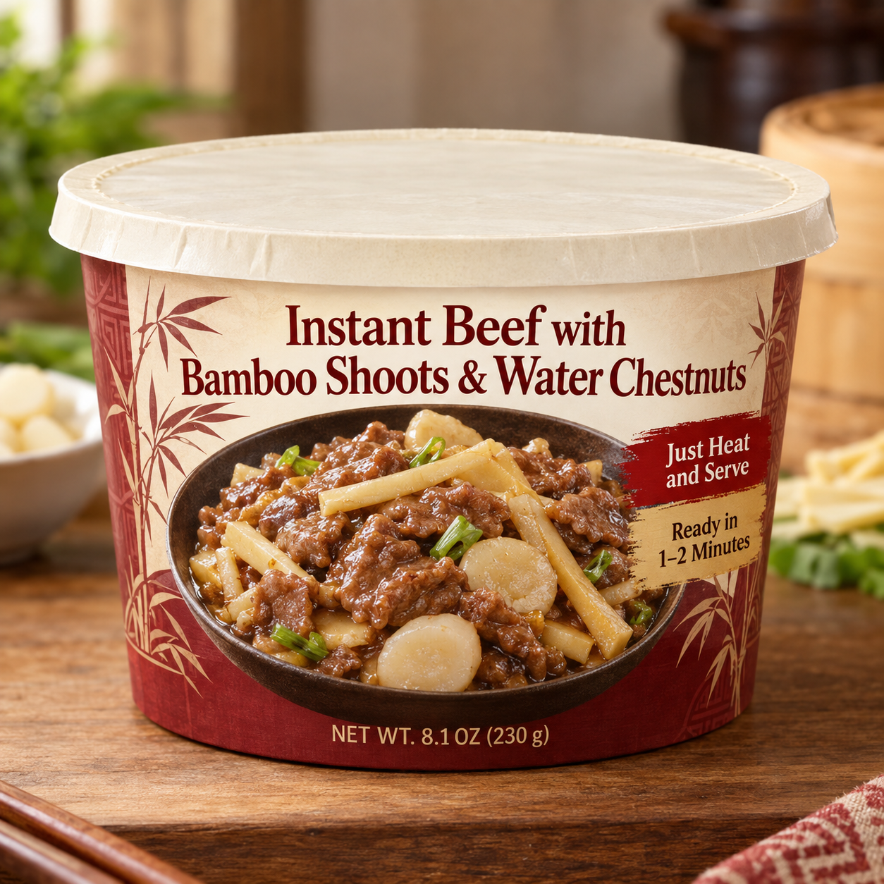 Instant Beef with Bamboo Shoots & Water Chestnuts (Just Heat and Serve)
