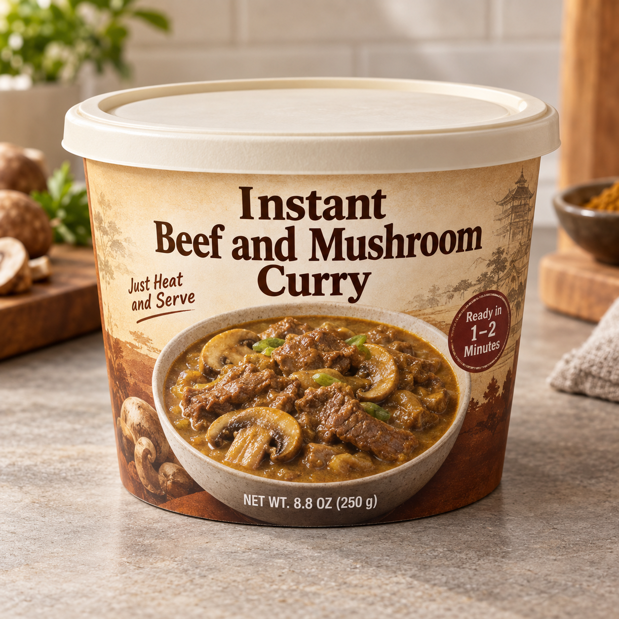Instant Beef and Mushroom Curry (Just Heat and Serve)