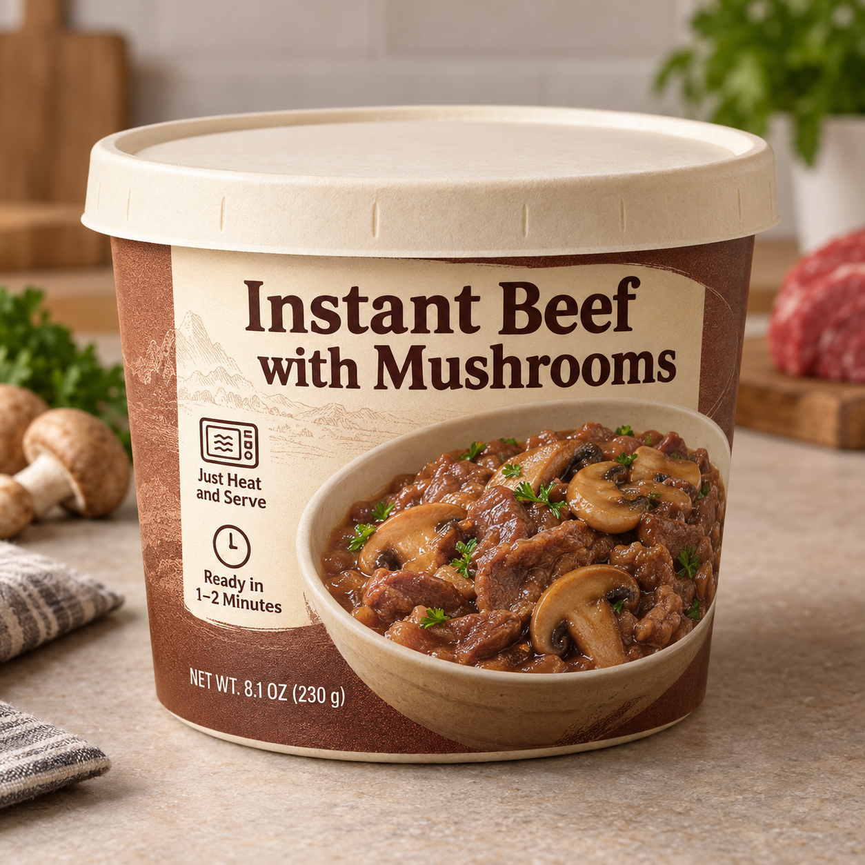 Instant Beef with Mushrooms (Just Heat and Serve)