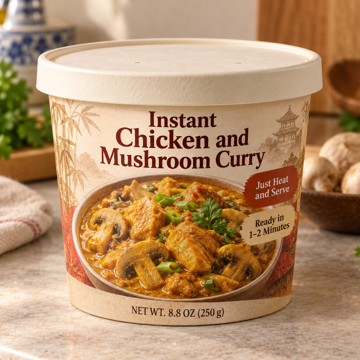 Instant Chicken and Mushroom Curry (Just Heat and Serve)