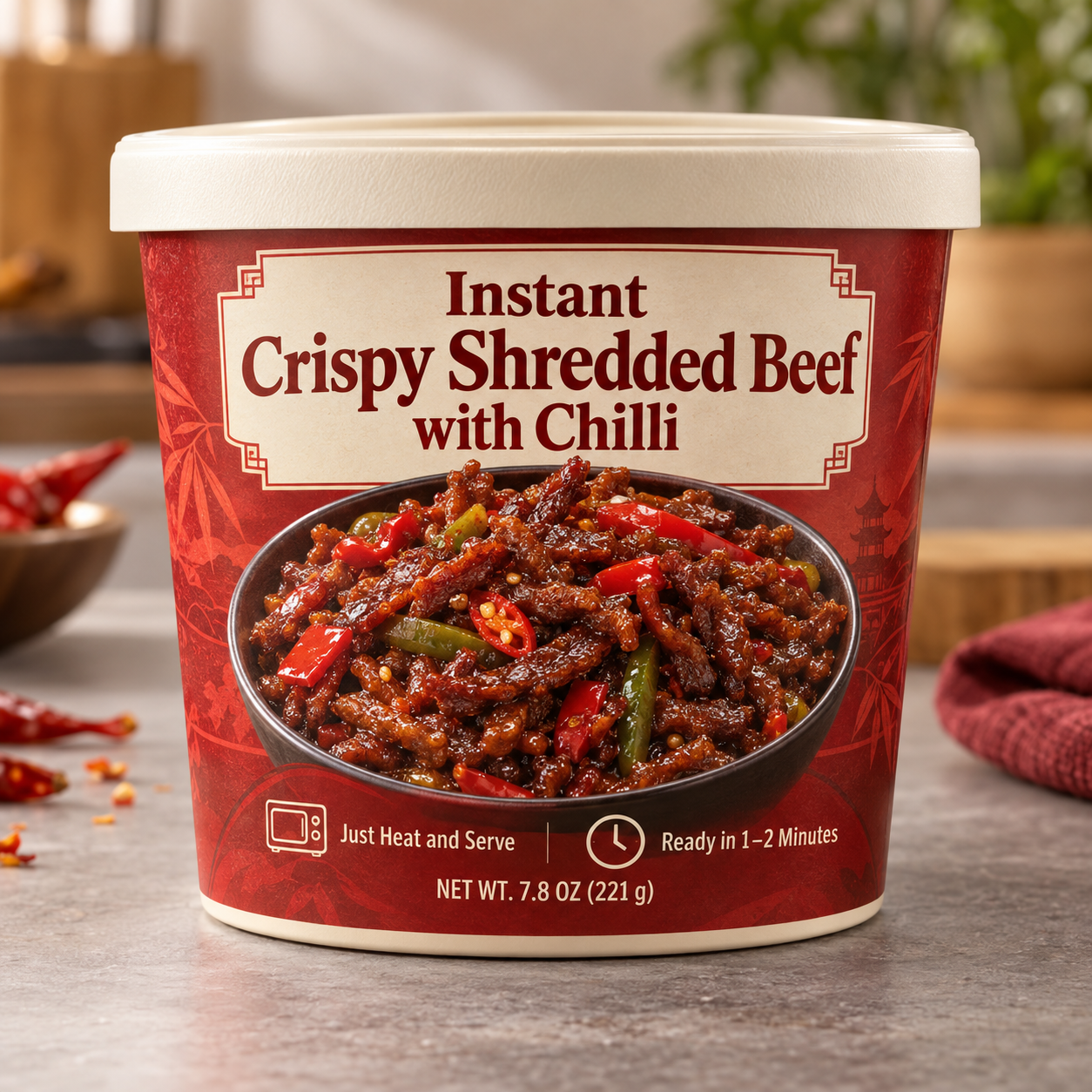 Instant Crispy Shredded Beef with Chilli (Just Heat and Serve)