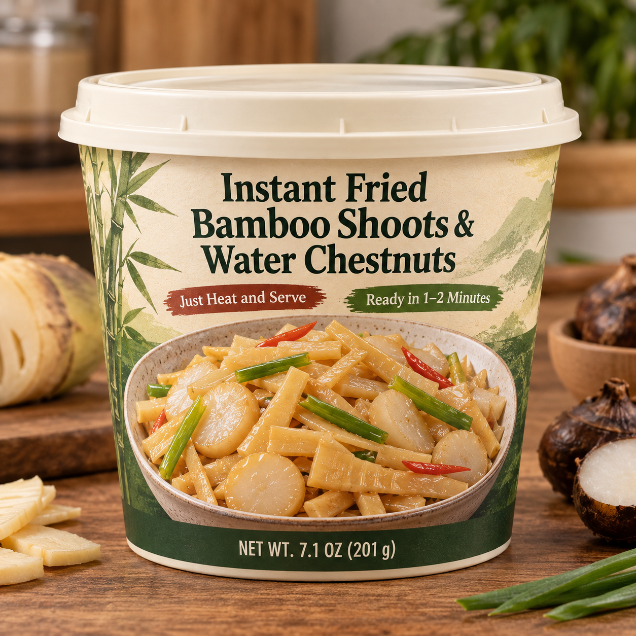Instant Fried Bamboo Shoots & Water Chestnuts (Just Heat and Serve)