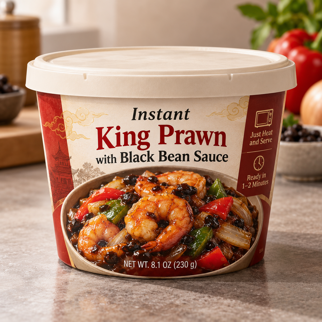 Instant King Prawn with Black Bean Sauce (Just Heat and Serve)