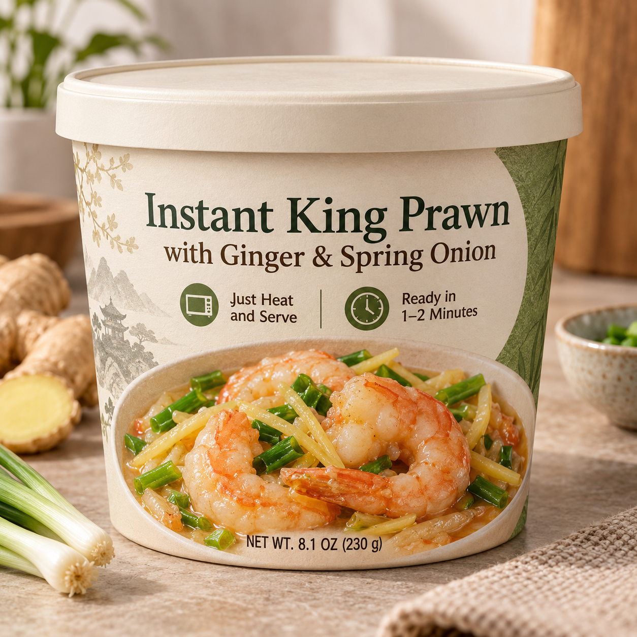 Instant King Prawn with Ginger & Spring Onion (Just Heat and Serve)
