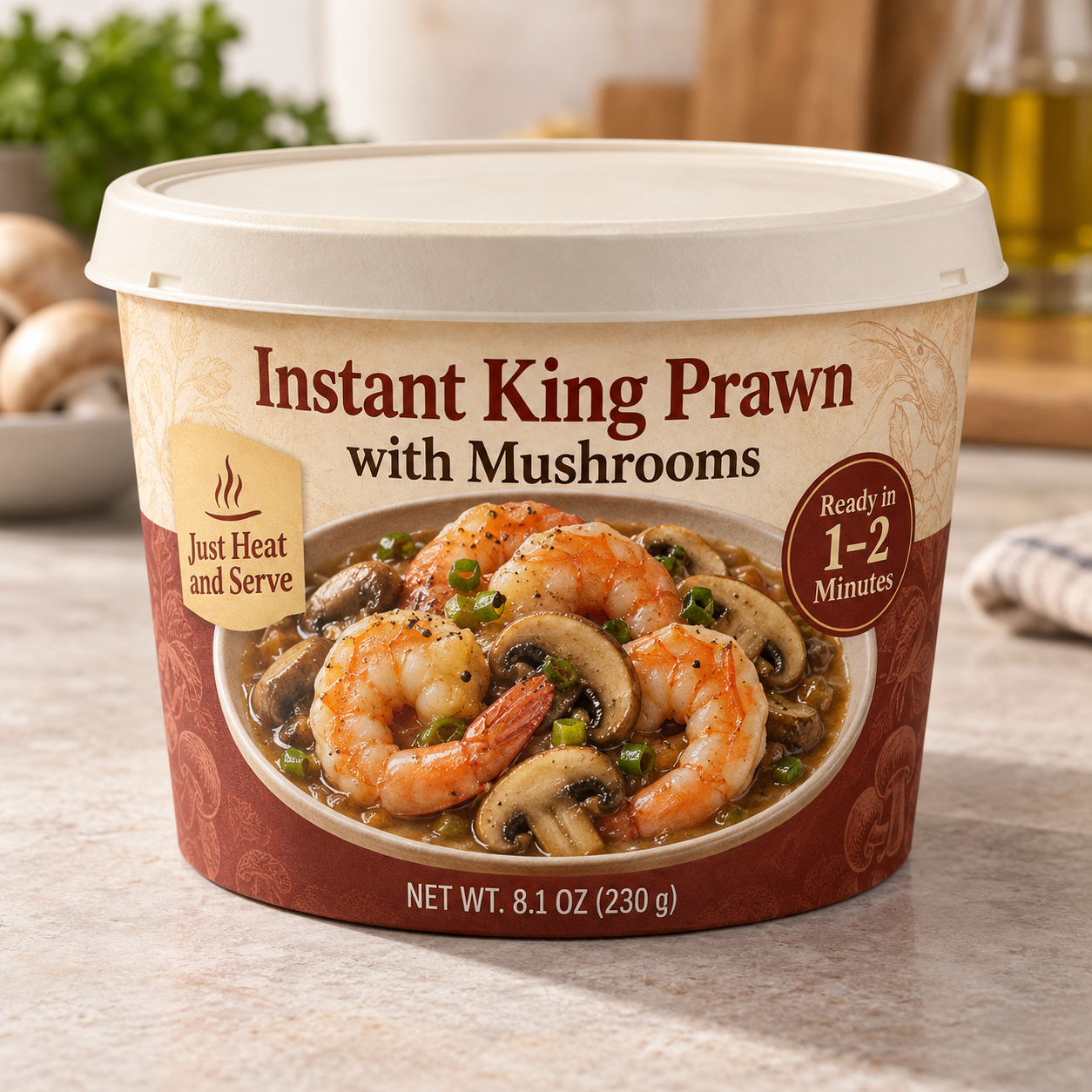 Instant King Prawn with Mushrooms (Just Heat and Serve)