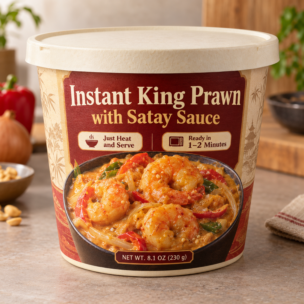 Instant King Prawn with Satay Sauce (Just Heat and Serve)