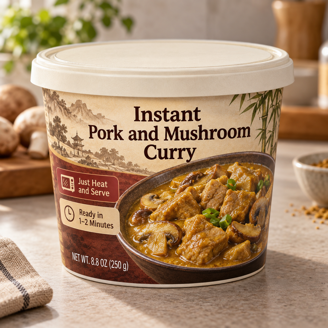 Instant Pork and Mushroom Curry (Just Heat and Serve)