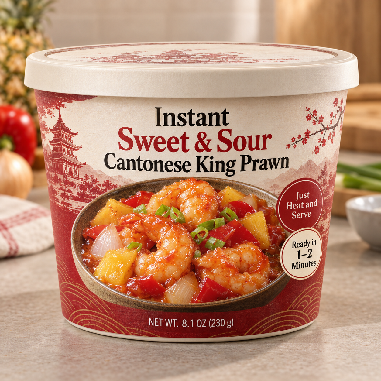 Instant Sweet & Sour Cantonese King Prawn (Just Heat and Serve)